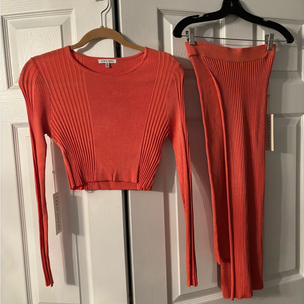 Ronny Kobo Collection Coral Ribbed Knit Top